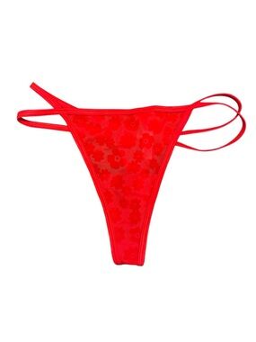 Victoria’s Secret PINK Red Floral Mesh Strappy Thong Panty